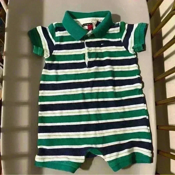 Baby boy Tommy Hilfiger polo jumpsuit. Size 3 to 6 months striped romper. - Picture 2 of 3